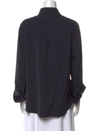 Michael Kors Collection Silk Long Sleeve Button-Up Top