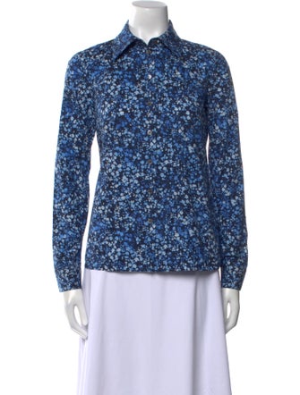 Michael Kors Collection Floral Print Long Sleeve Button-Up Top