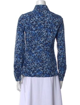 Michael Kors Collection Floral Print Long Sleeve Button-Up Top