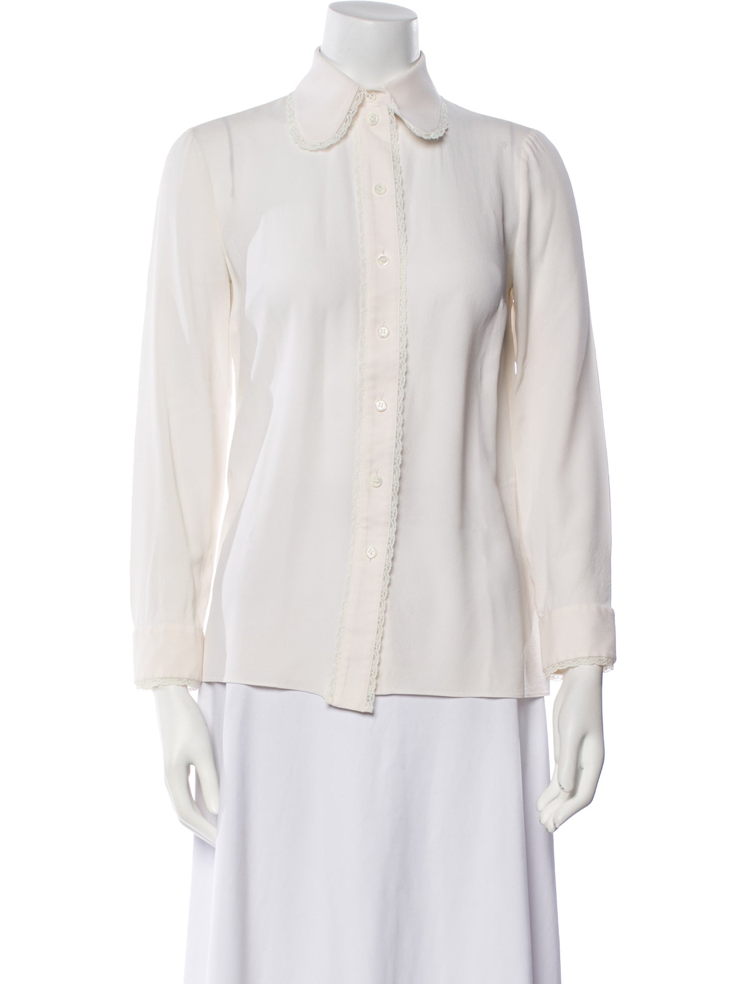 Michael Kors Collection Silk Long Sleeve Button-Up Top