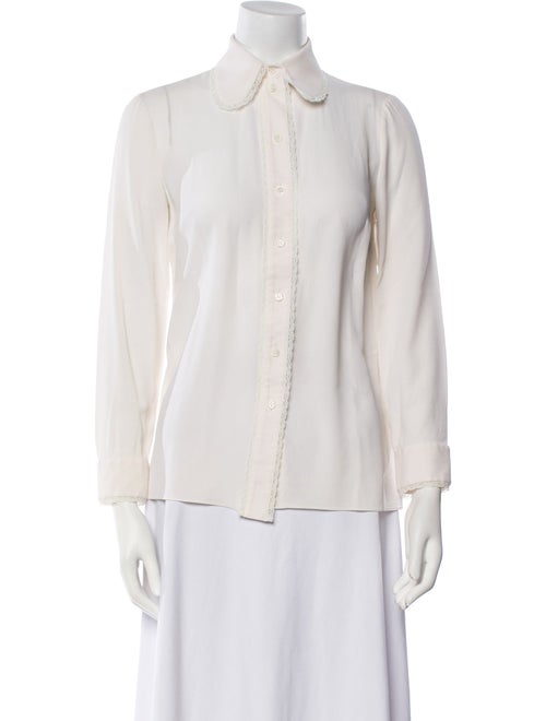 Michael Kors Collection Silk Long Sleeve Button-Up Top