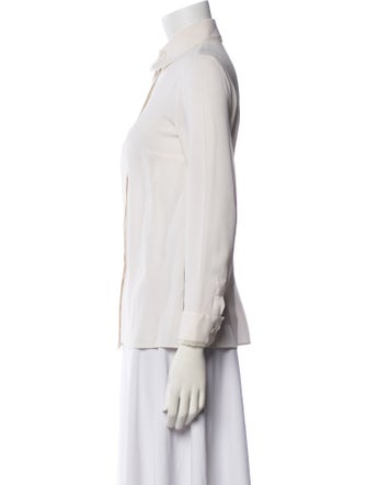 Michael Kors Collection Silk Long Sleeve Button-Up Top