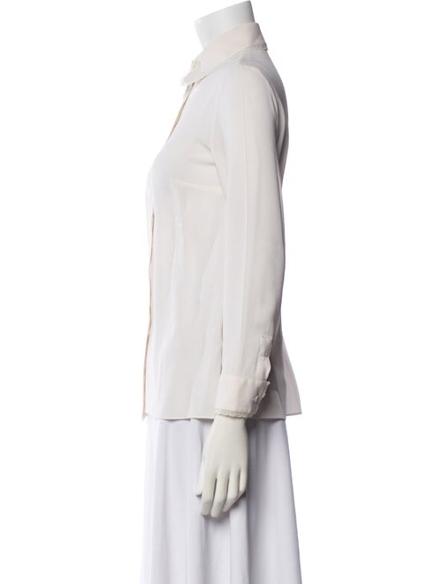 Michael Kors Collection Silk Long Sleeve Button-Up Top