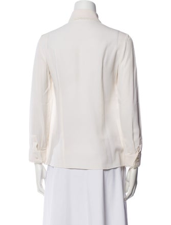 Michael Kors Collection Silk Long Sleeve Button-Up Top