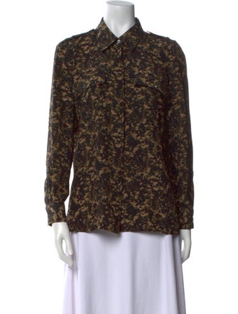 Michael Kors Collection Silk Printed Button-Up Top