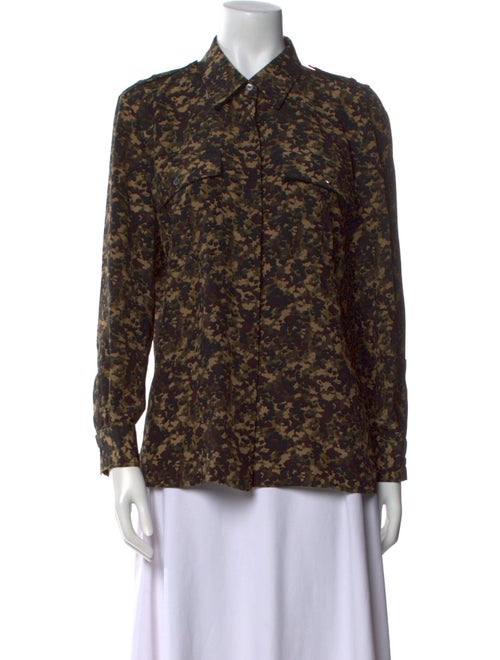 Michael Kors Collection Silk Printed Button-Up Top