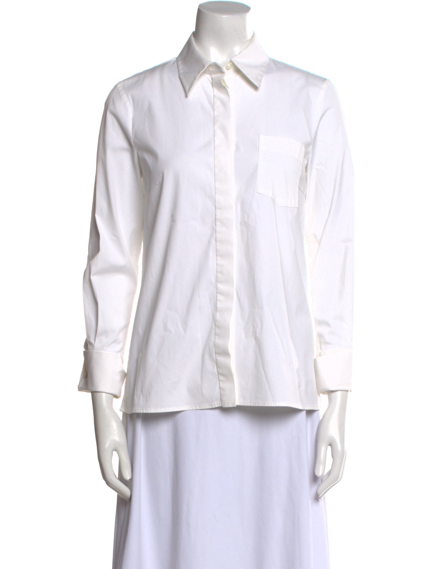 Michael Kors Collection Three-Quarter Sleeve Button-Up Top