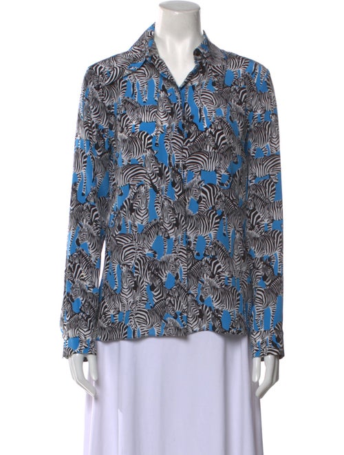 Michael Kors Collection Silk Printed Button-Up Top