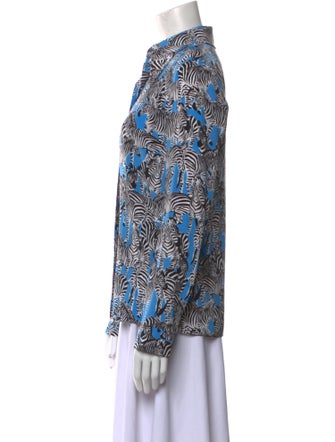 Michael Kors Collection Silk Printed Button-Up Top