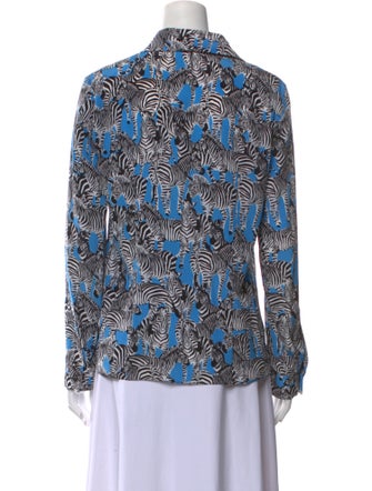 Michael Kors Collection Silk Printed Button-Up Top
