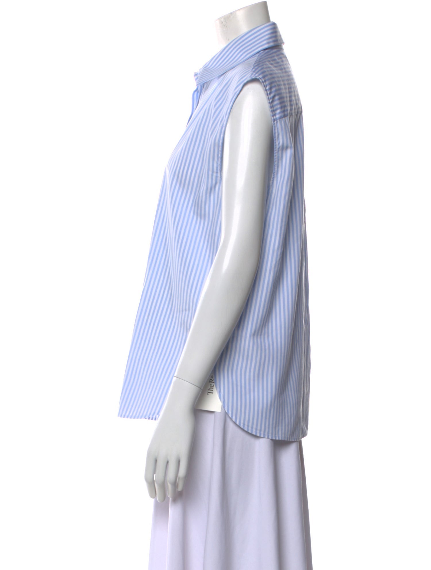 Michael Kors Collection Striped Short Sleeve Button-Up Top