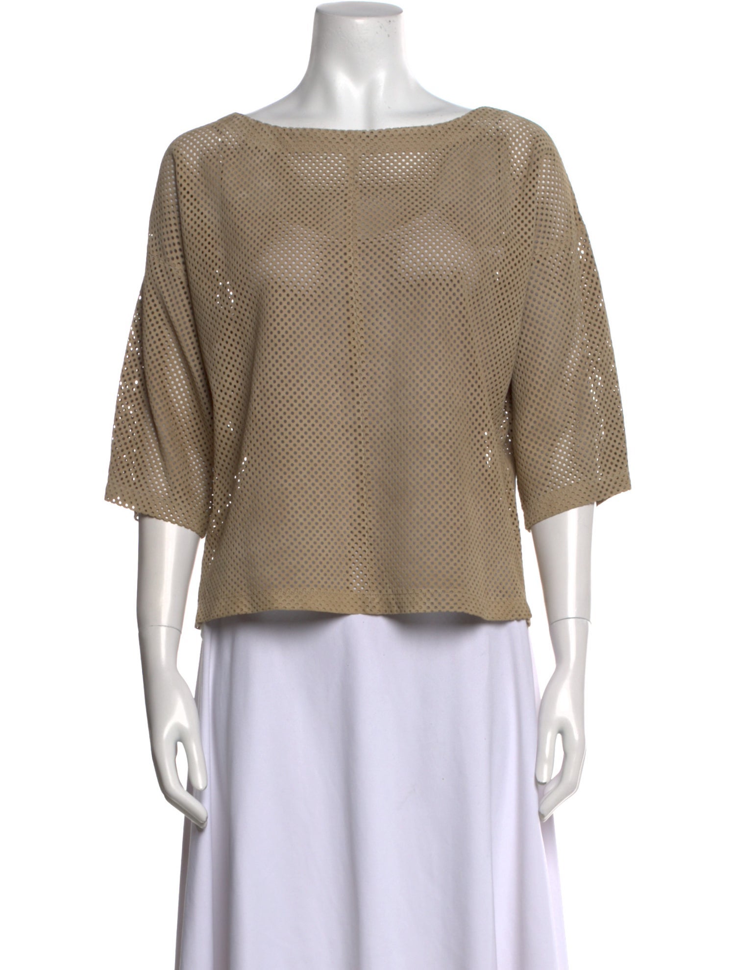 Michael Kors Collection Leather Bateau Neckline Top