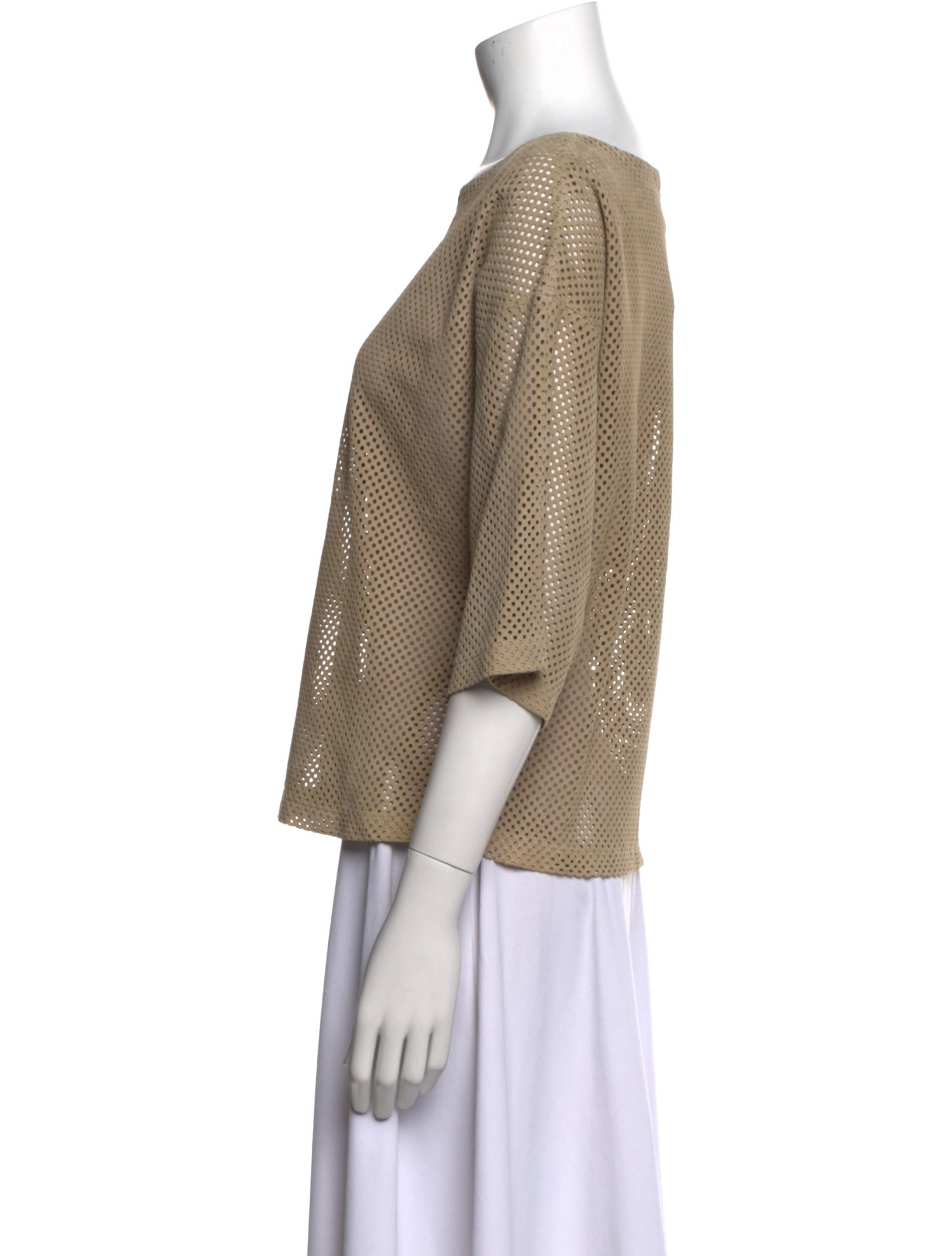 Michael Kors Collection Leather Bateau Neckline Top