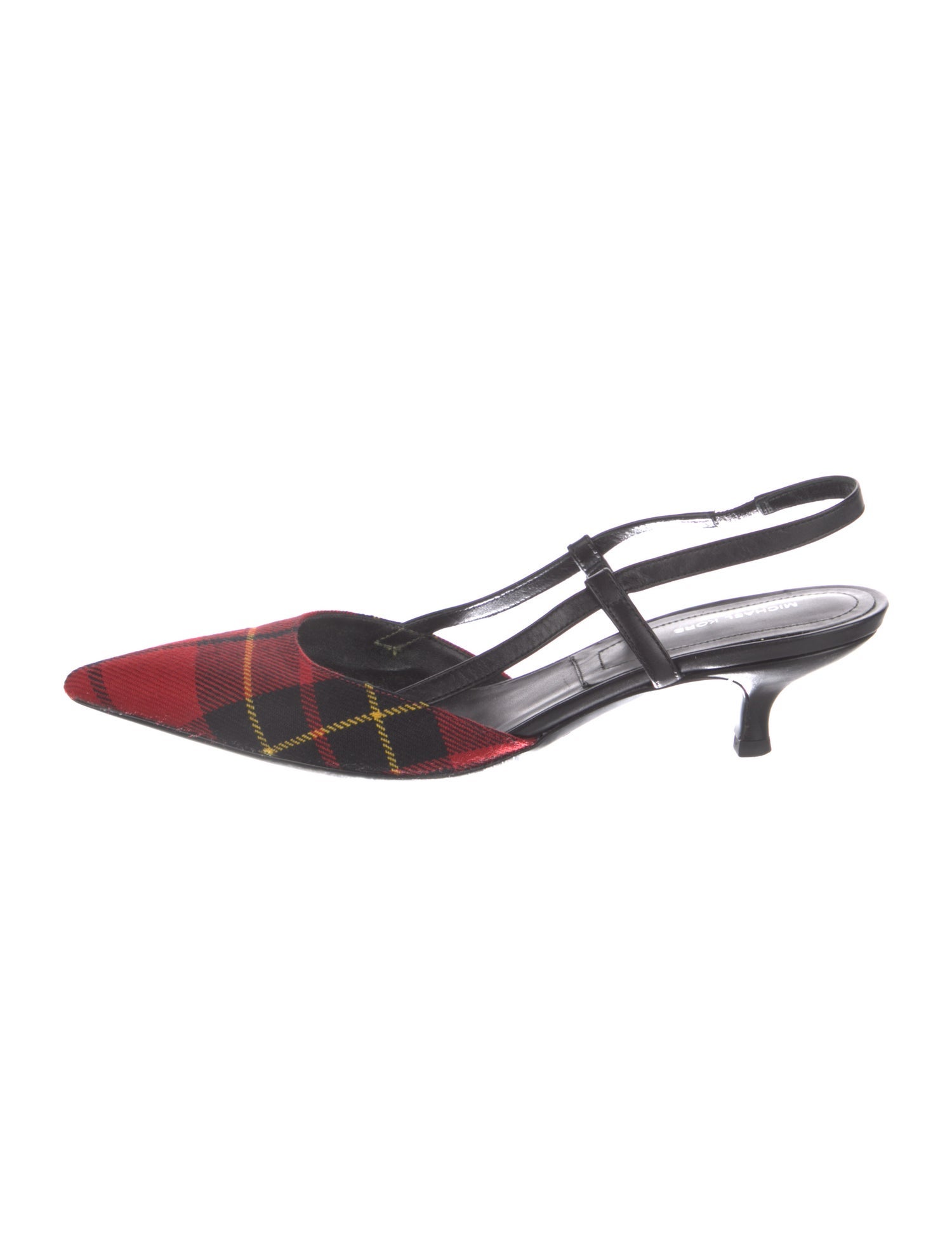 Michael Kors Collection Canvas Plaid Print Slingback Pumps