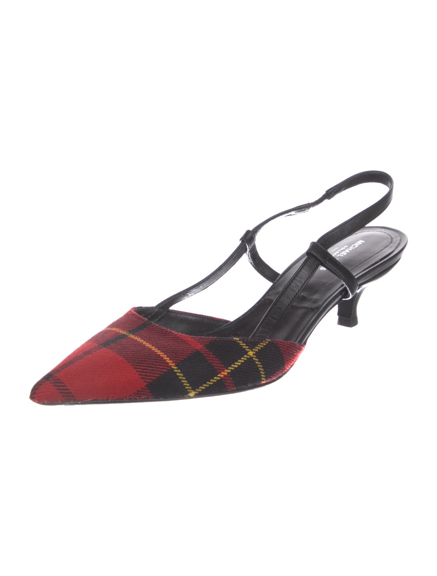 Michael Kors Collection Canvas Plaid Print Slingback Pumps