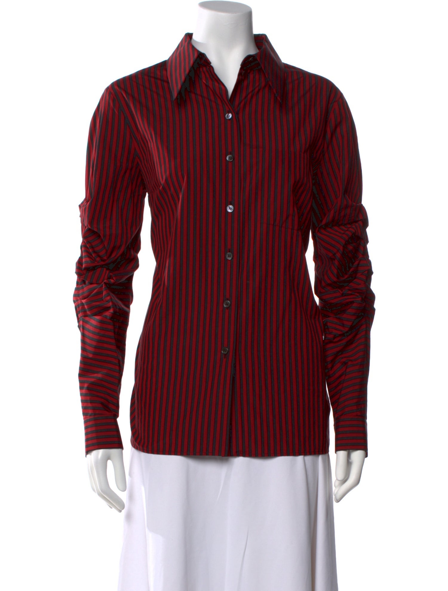 Michael Kors Collection Striped Long Sleeve Button-Up Top