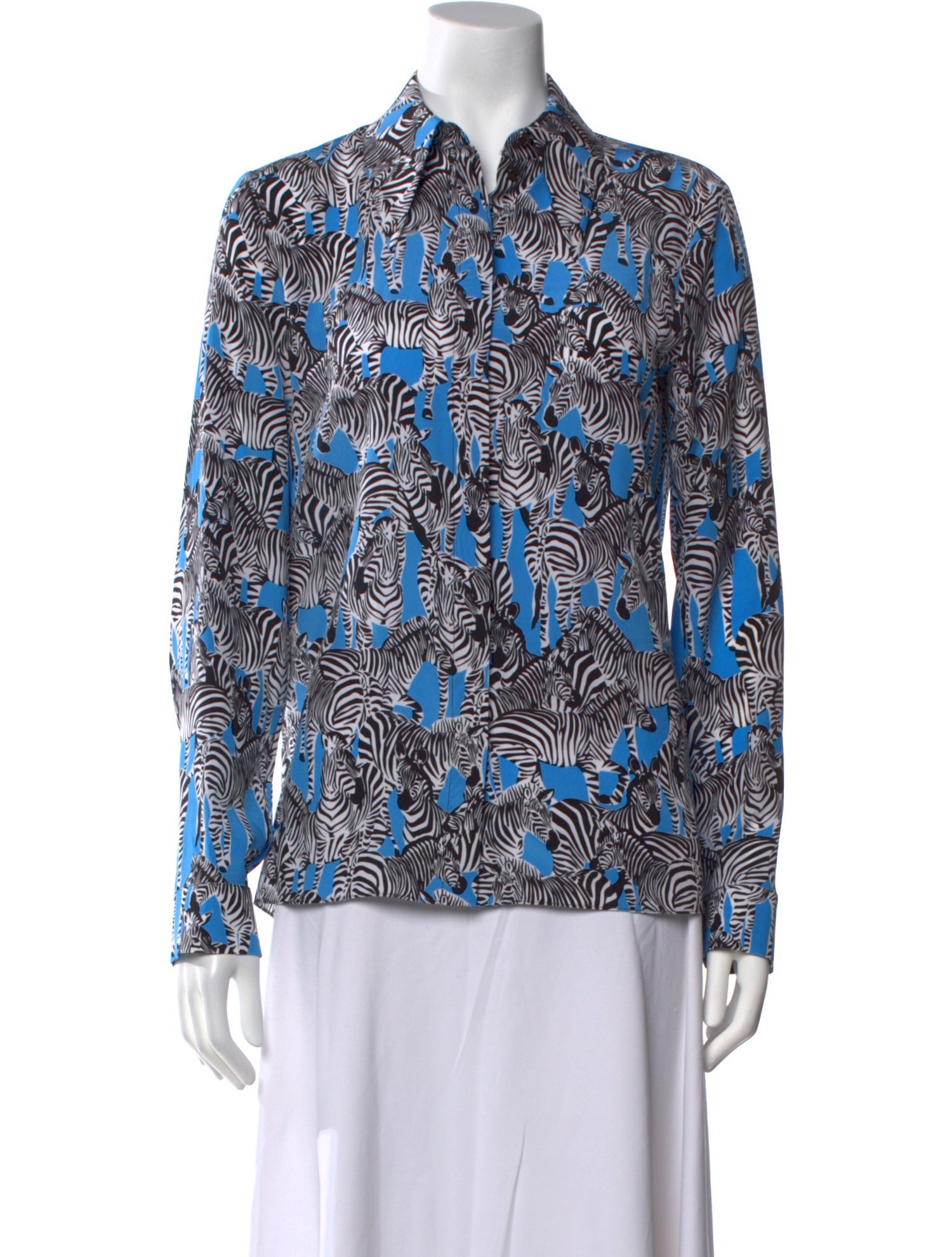 Michael Kors Collection Silk Printed Button-Up Top