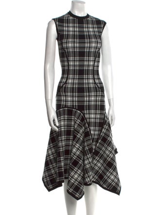 Michael Kors Collection Plaid Print Midi Length Dress