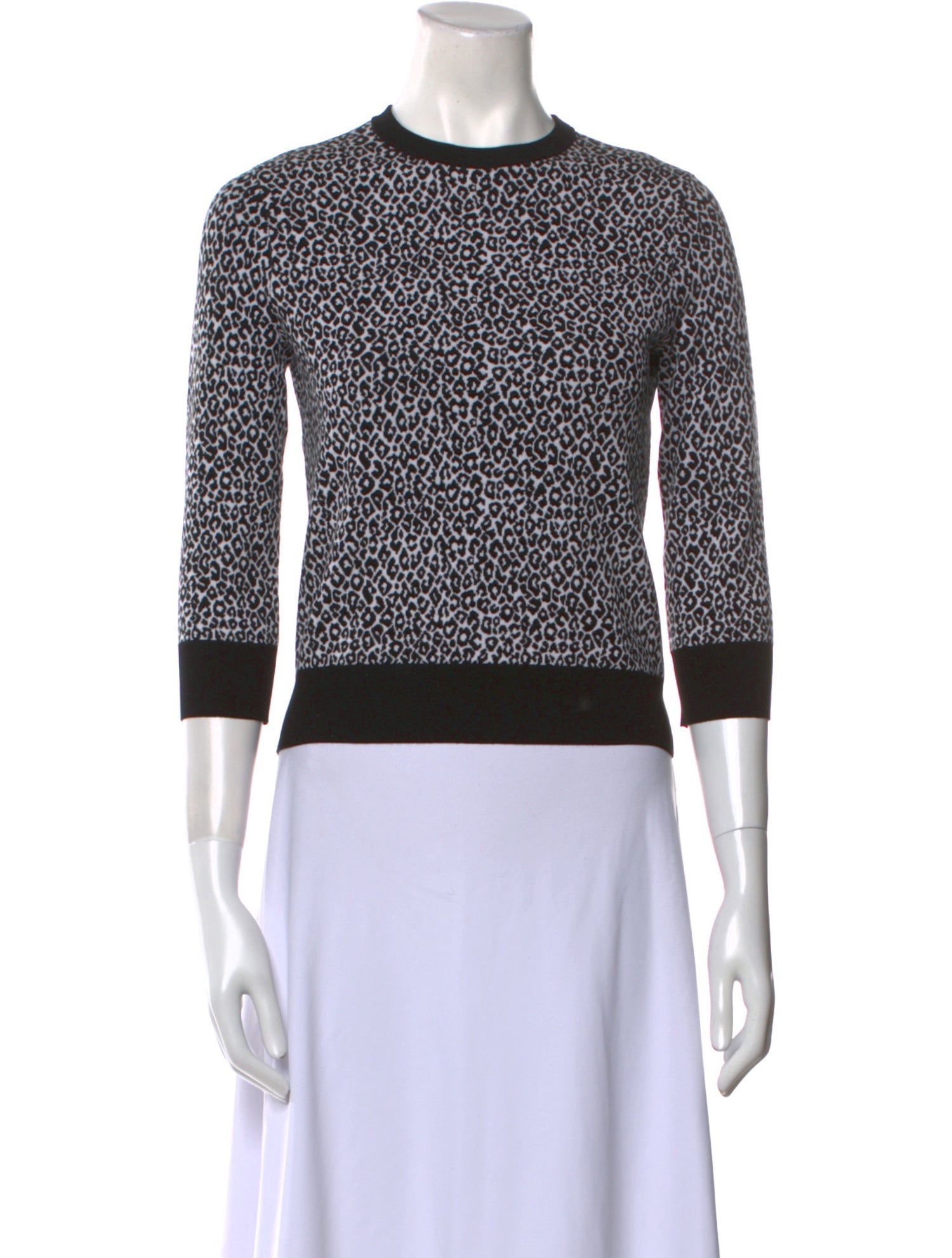 Michael Kors Collection Animal Print Crew Neck Sweater