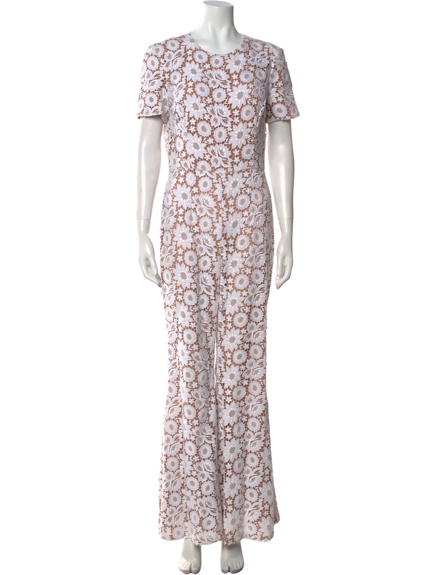 Michael Kors Collection Lace Pattern Crew Neck Jumpsuit