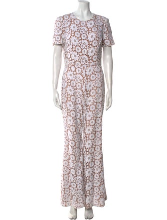 Michael Kors Collection Lace Pattern Crew Neck Jumpsuit