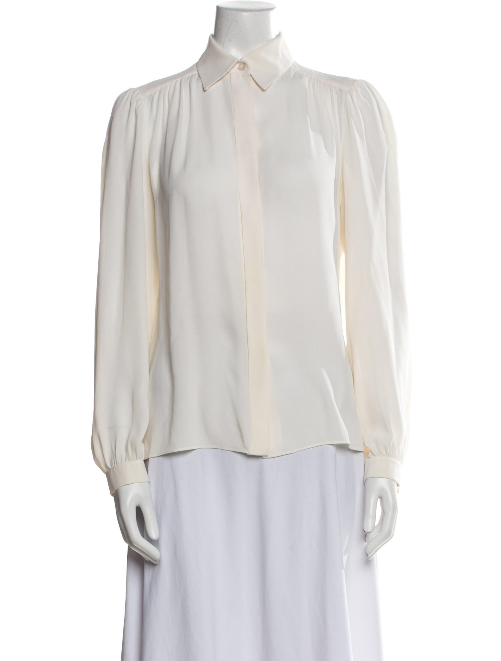 Michael Kors Collection Silk Long Sleeve Button-Up Top