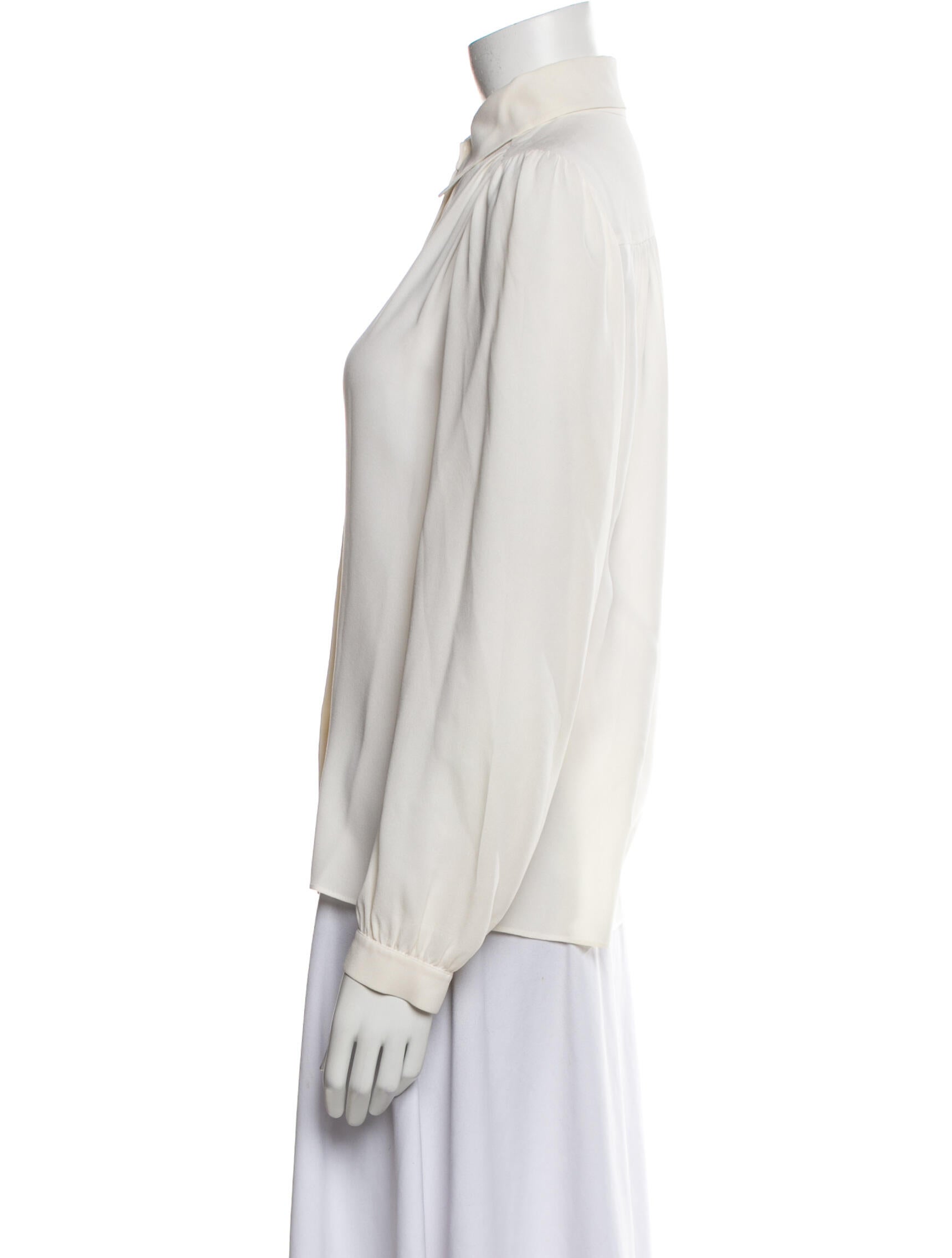 Michael Kors Collection Silk Long Sleeve Button-Up Top