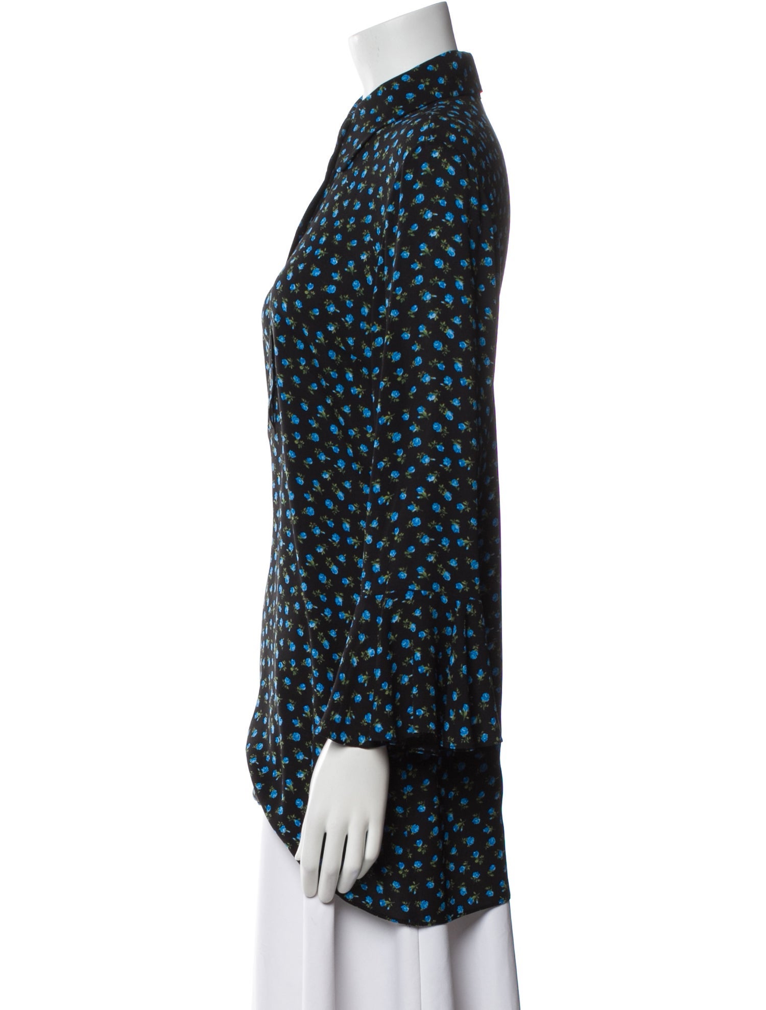 Michael Kors Collection Printed Long Sleeve Button-Up Top