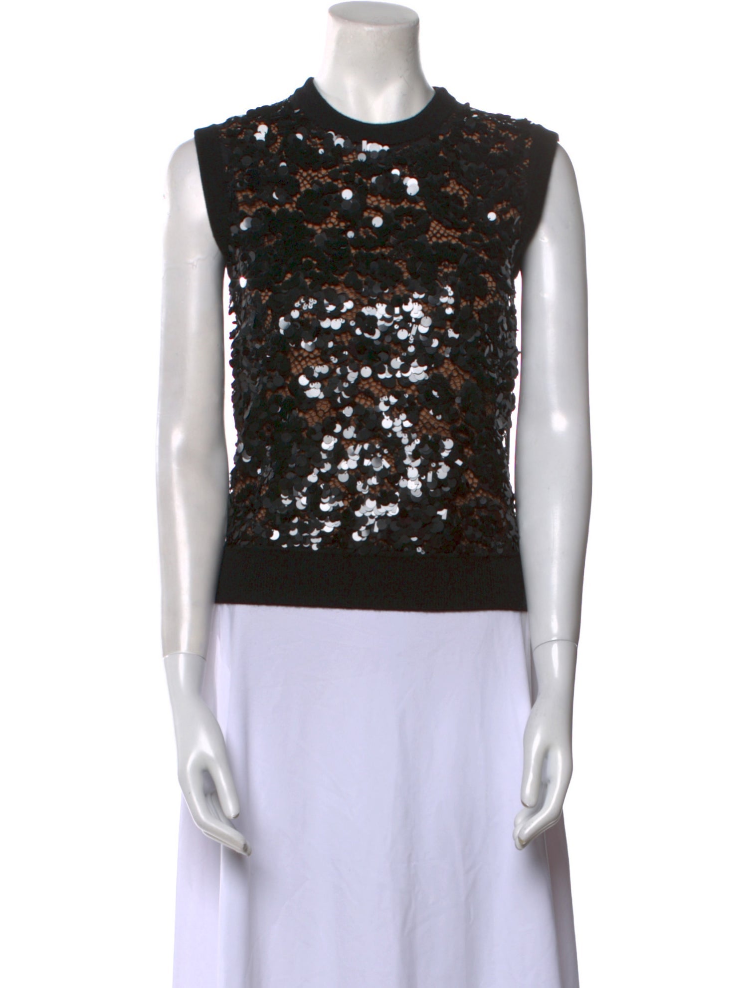 Michael Kors Collection Lace Pattern Crew Neck Sweater