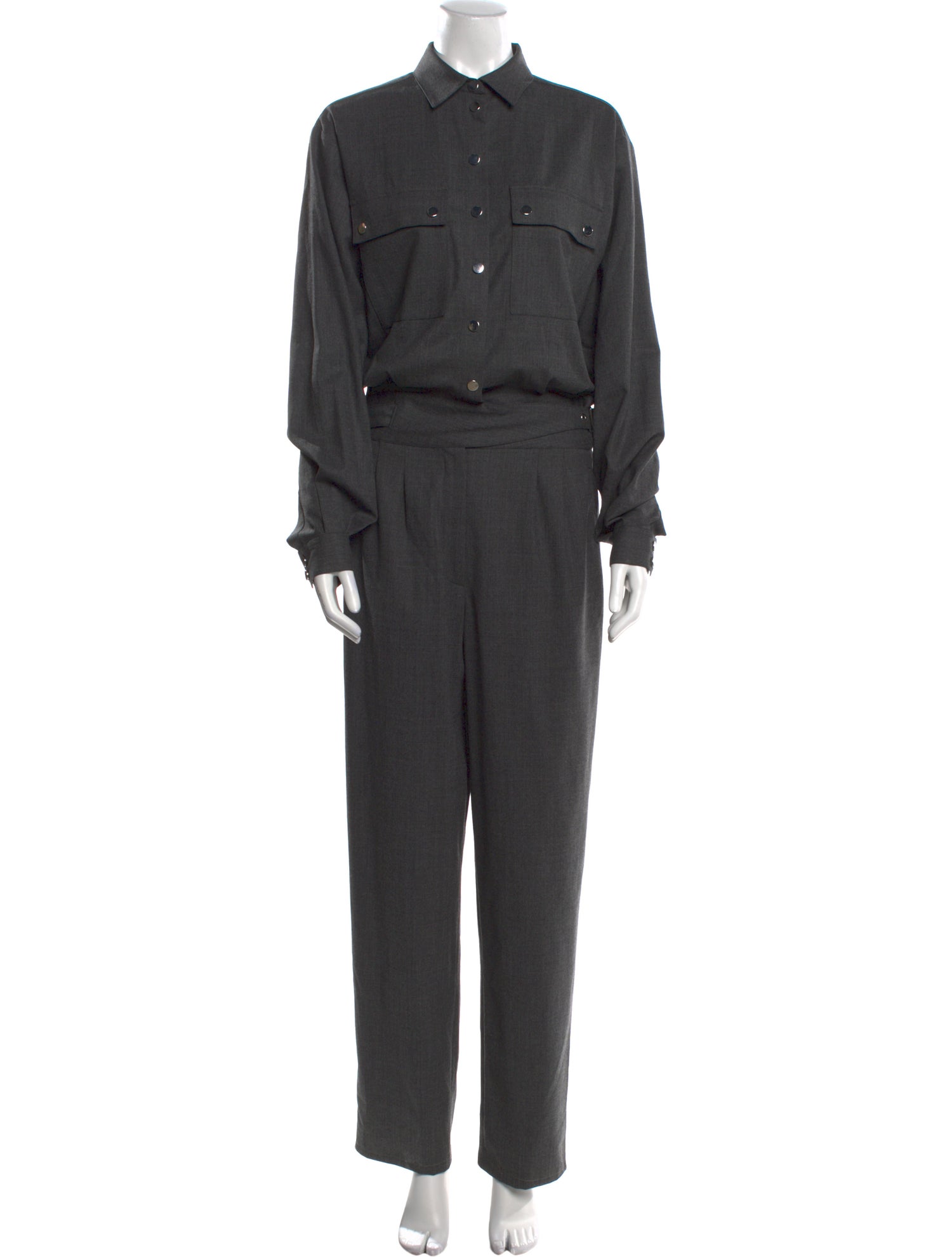 Michael Kors Collection Virgin Wool Mock Neck Jumpsuit