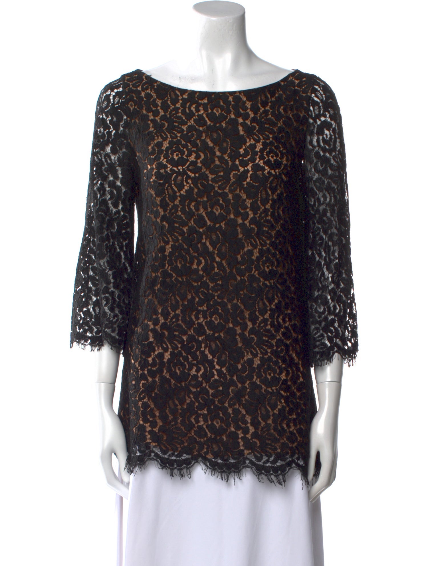 Michael Kors Collection Lace Pattern Bateau Neckline Tunic