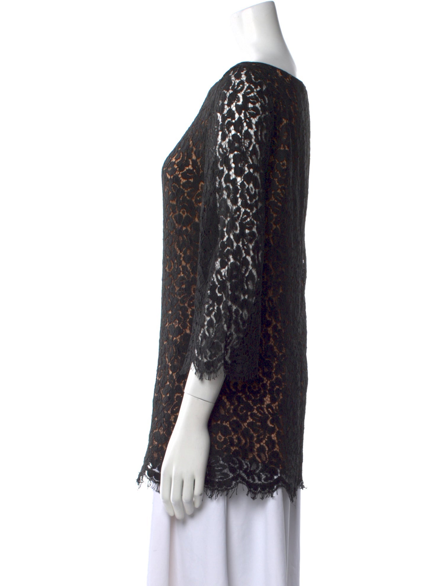 Michael Kors Collection Lace Pattern Bateau Neckline Tunic