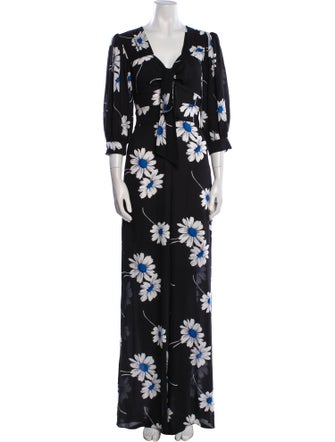 Michael Kors Collection Silk Floral Print Jumpsuit