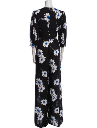 Michael Kors Collection Silk Floral Print Jumpsuit