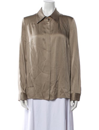 Michael Kors Collection Long Sleeve Button-Up Top