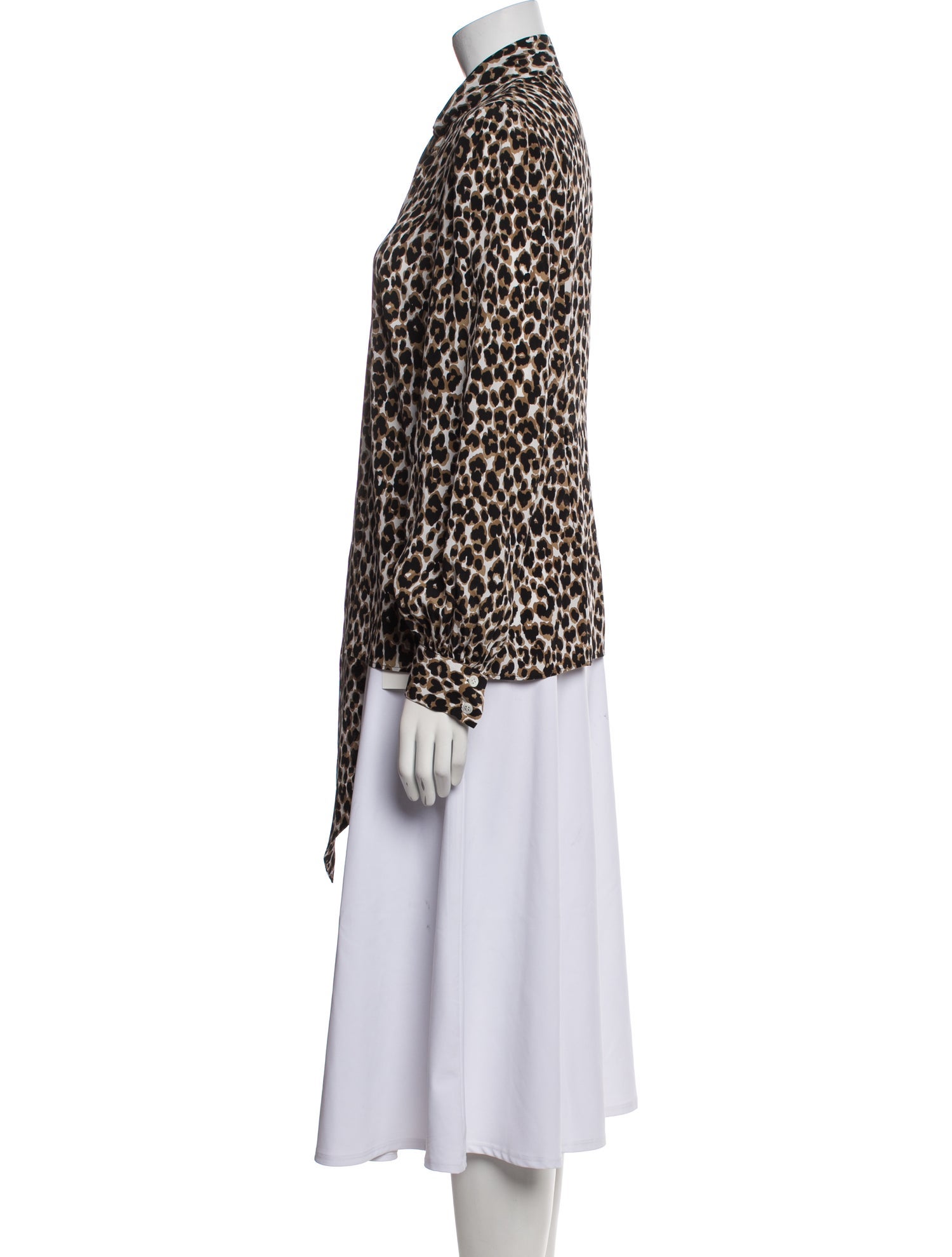 Michael Kors Collection Silk Animal Print Button-Up Top