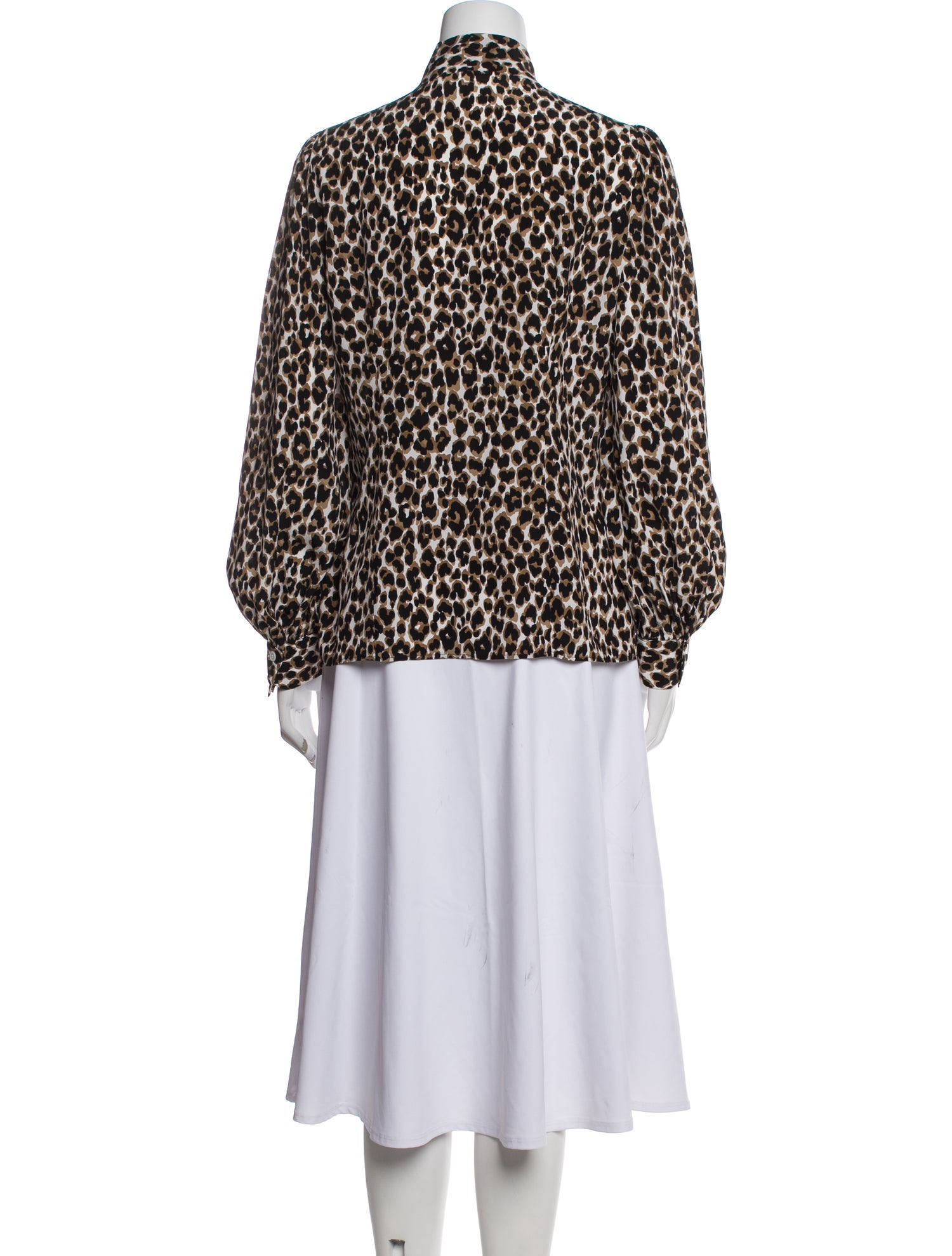 Michael Kors Collection Silk Animal Print Button-Up Top