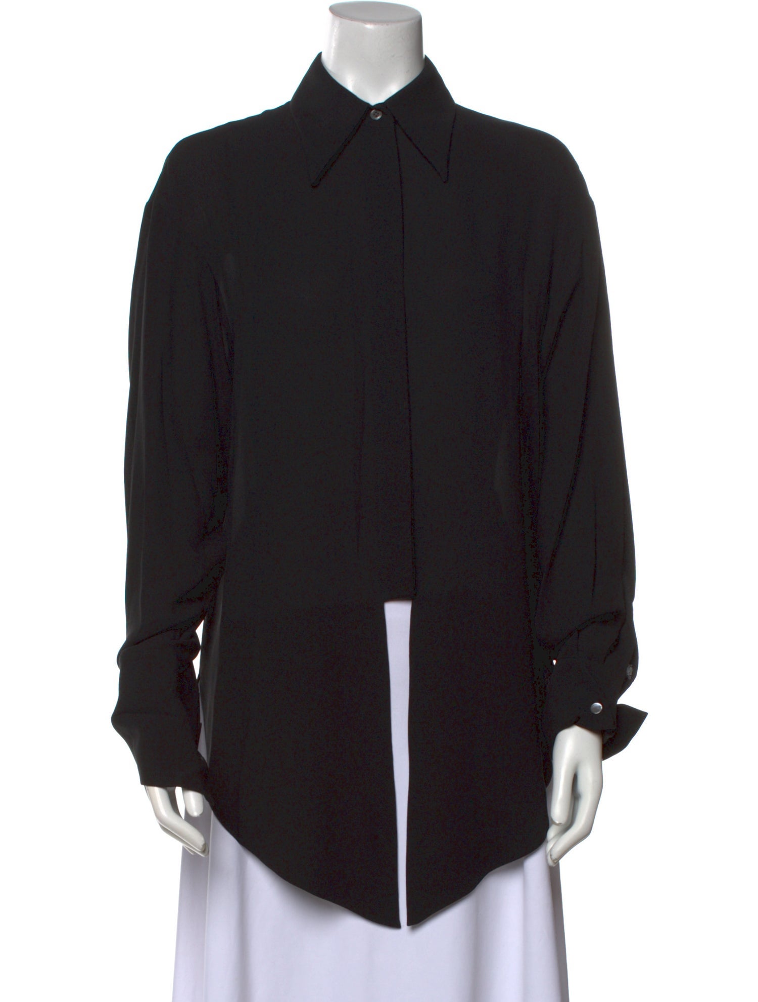 Michael Kors Collection Silk Long Sleeve Button-Up Top