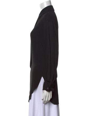 Michael Kors Collection Silk Long Sleeve Button-Up Top