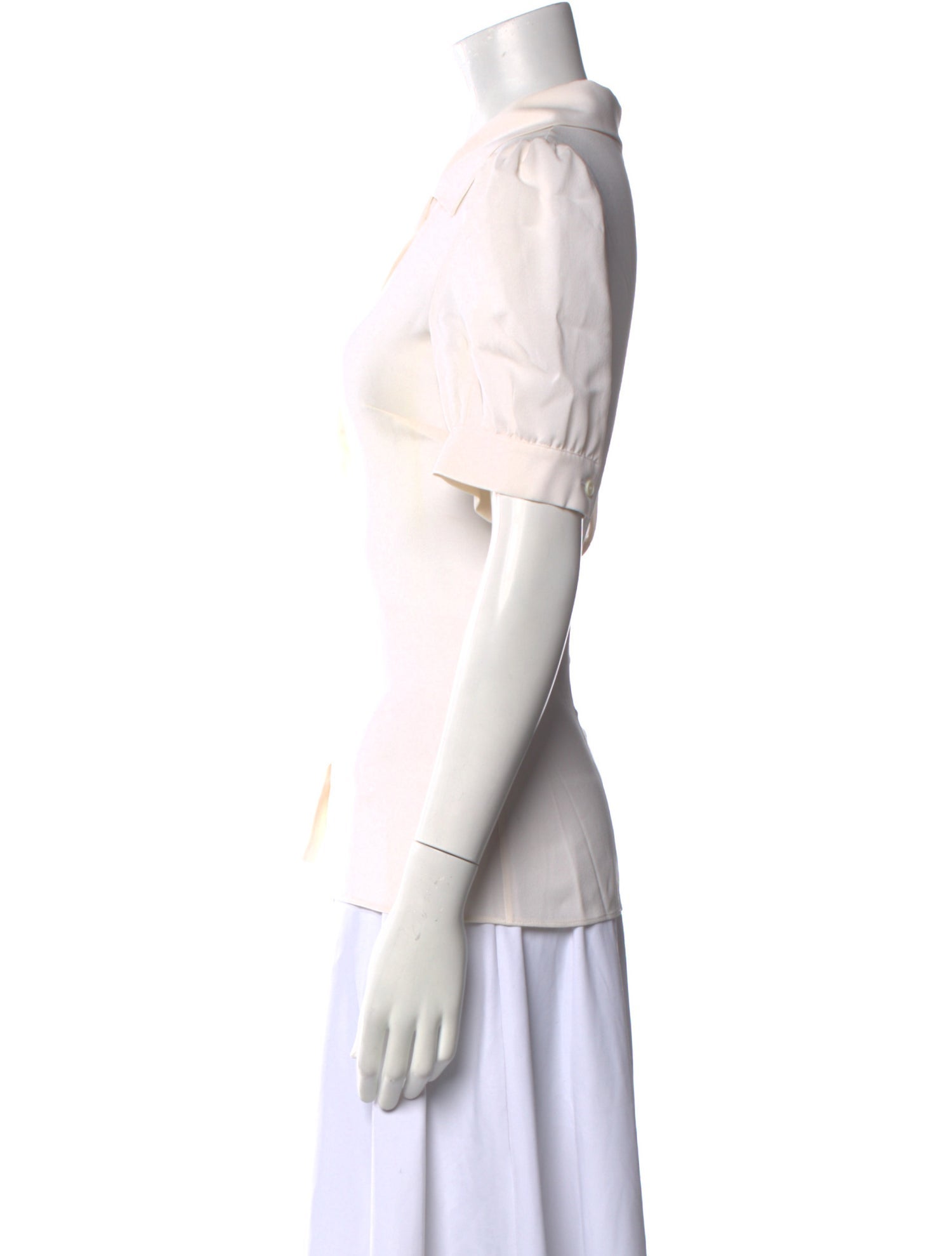 Michael Kors Collection Silk Short Sleeve Button-Up Top