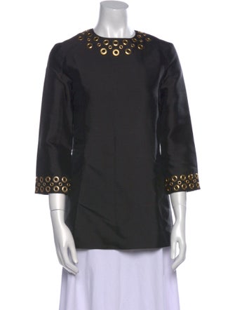 Michael Kors Collection Silk Crew Neck Blouse