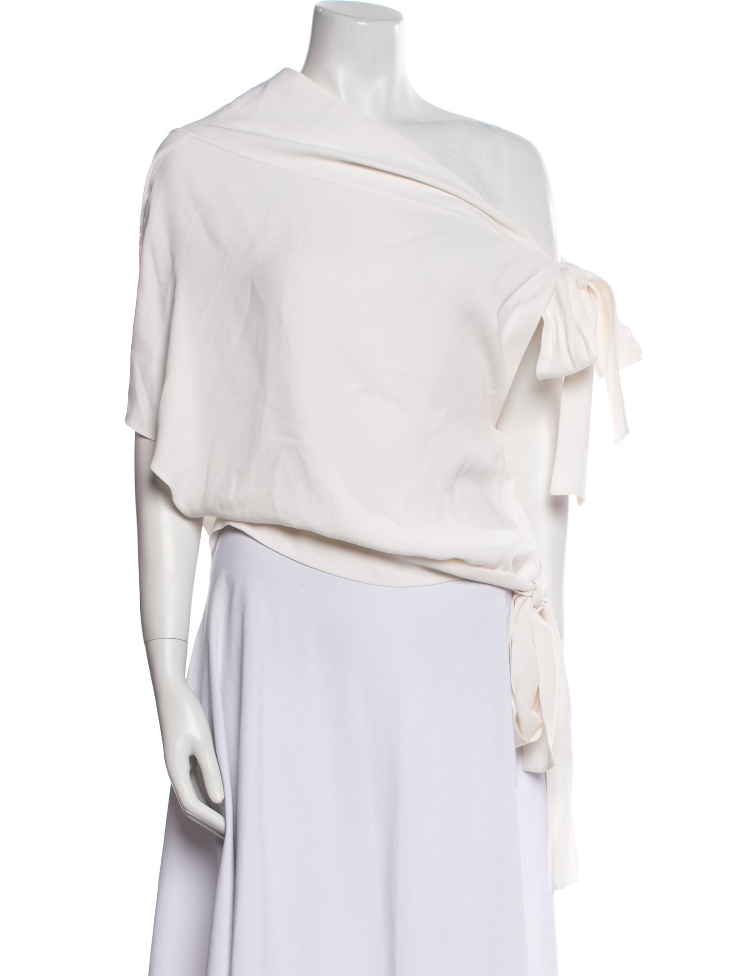 Michael Kors Collection One-Shoulder Short Sleeve Blouse