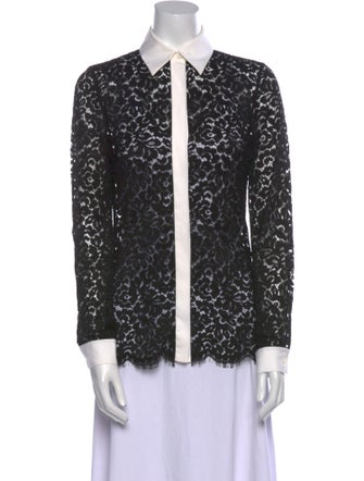 Michael Kors Collection Lace Pattern Long Sleeve Button-Up Top
