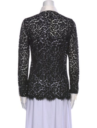Michael Kors Collection Lace Pattern Long Sleeve Button-Up Top