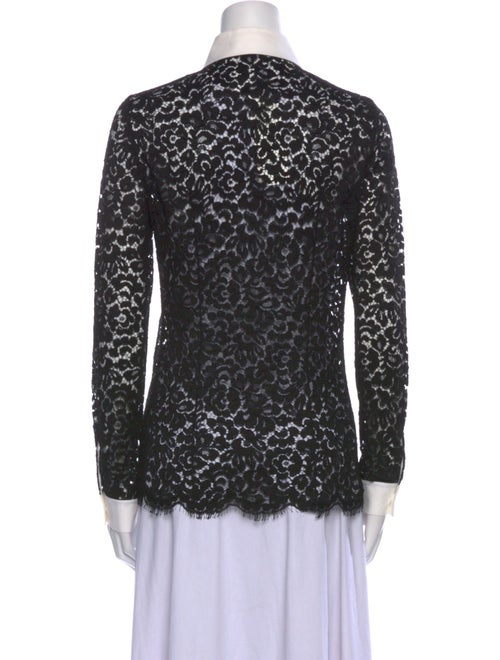 Michael Kors Collection Lace Pattern Long Sleeve Button-Up Top