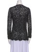 Michael Kors Collection Lace Pattern Long Sleeve Button-Up Top