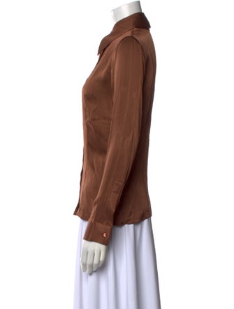 Michael Kors Collection Silk Long Sleeve Button-Up Top