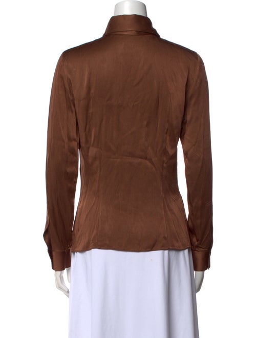 Michael Kors Collection Silk Long Sleeve Button-Up Top