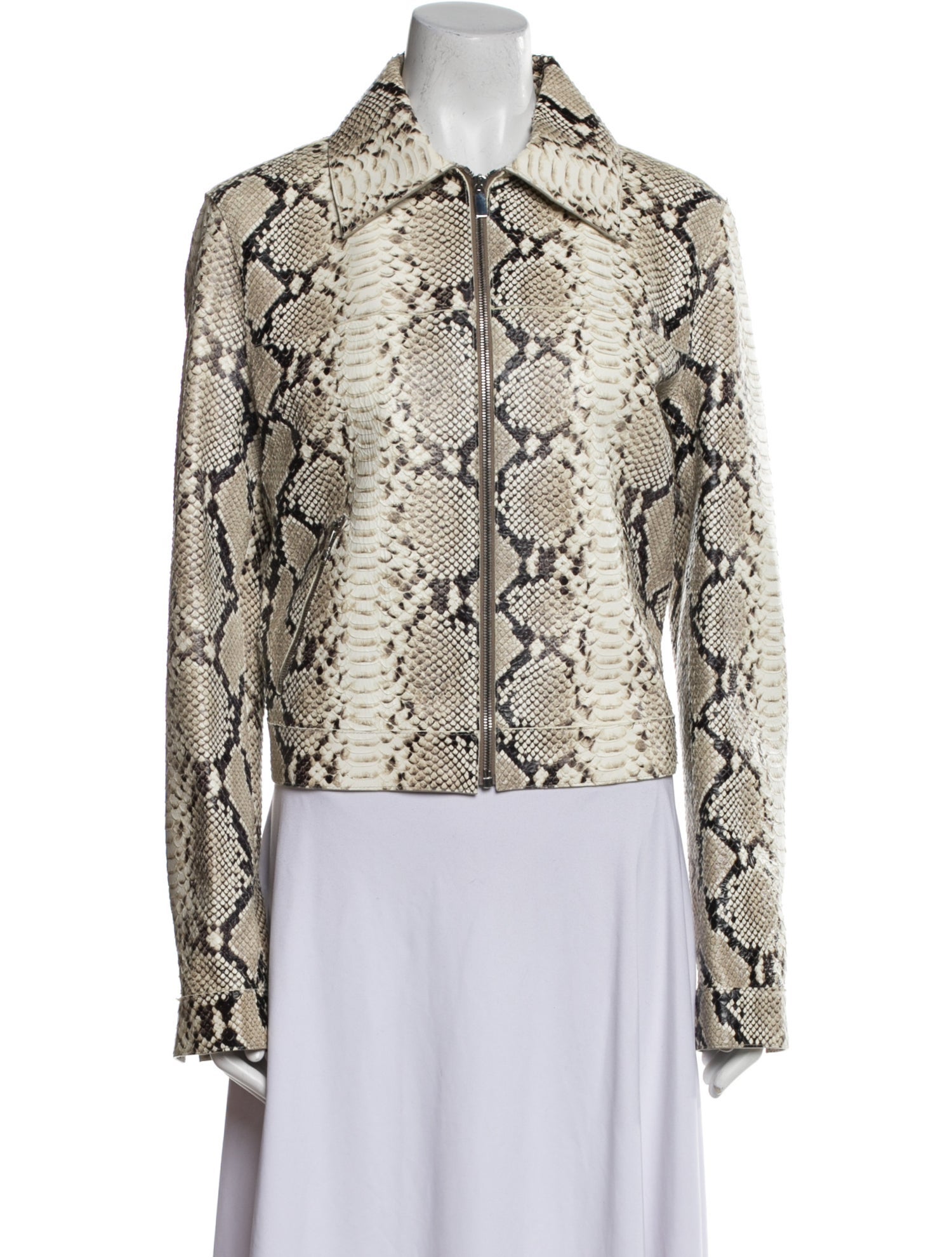 Michael Kors Collection Calf Leather Animal Print Evening Jacket