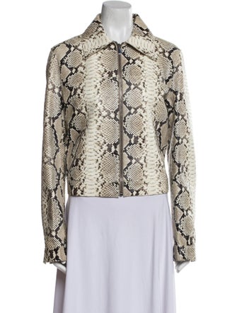 Michael Kors Collection Calf Leather Animal Print Evening Jacket